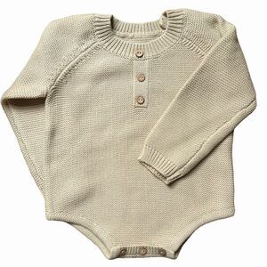 NWOT Baby Knitted Henley Long Sleeve One Piece Bodysuit 6-9 mos